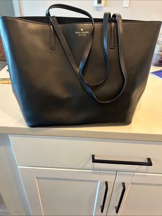 kate spade Handbags - kate spade Black Leather Tote with Gold Logo